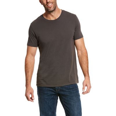 Ariat Short Sleeve Crew - T Shirts DonkerGrijs Heren - 26648-814